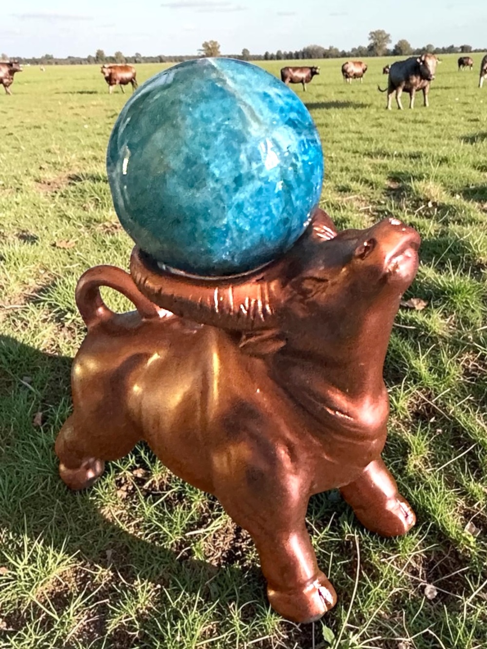 Blue Apatite Crystal Sphere